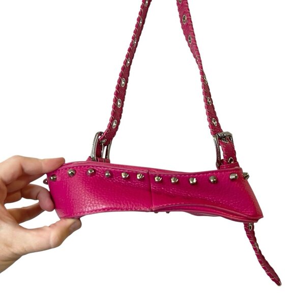 Urban‎ Outfitters Devon Silver Studded Crossbody Bag Purse Pink Adjustable Strap - Picture 3 of 9